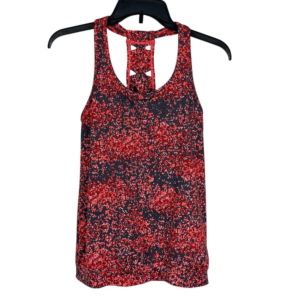 Athleta X-Small Athletic Tank Top Racerback Shelf-Bra Pullover Cutout Back Multi